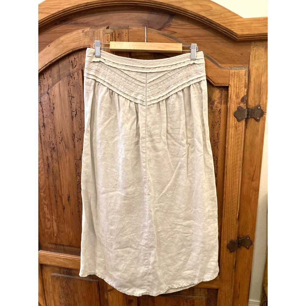 Wrap London Cream Linen Maxi Skirt with Lace waist